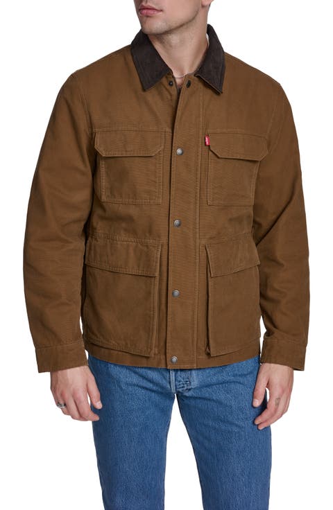 Corduroy Collar Cotton Canvas Jacket