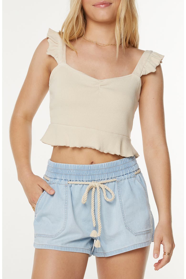 Coastal Cruisin' Ruffle Strap Camisole, Main, color, PARCHMENT SOLID