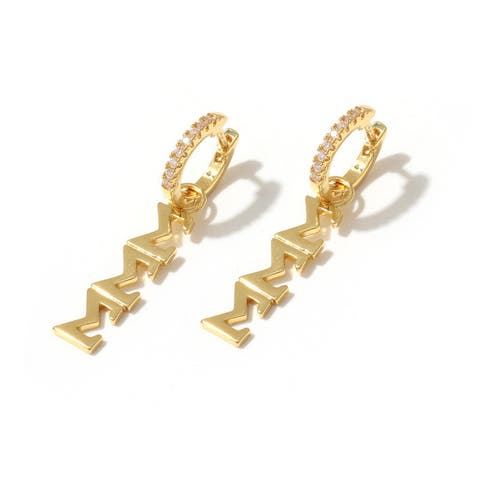 Sigma Sigma Sigma Greek Letter Huggie + Charm Earrings