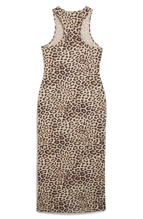 Puma Leo Leopard Print Stretch Cotton Tank Dress In Multi