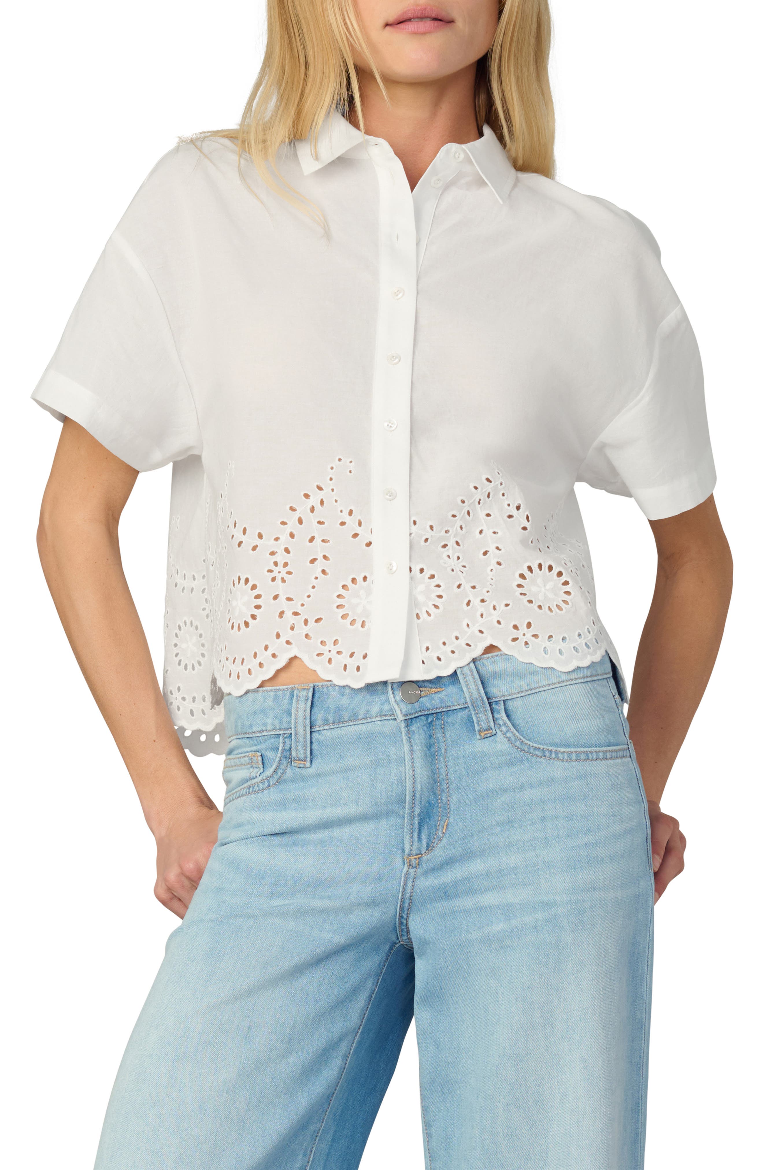 The Eyelet Short Sleeve Crop Shirt