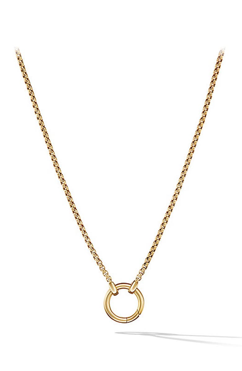 David Yurman Cable Amulet Box Chain Slider Necklace in 18K Yellow Gold, Main, color, 