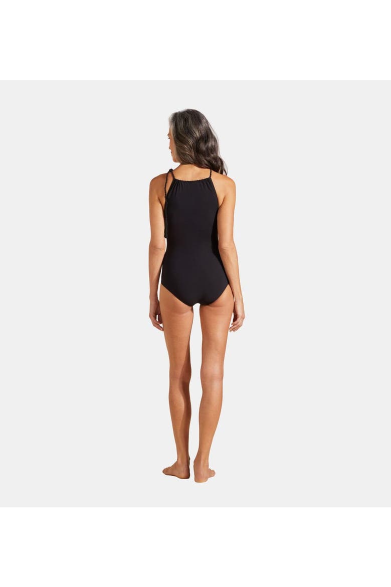 Women's Rope Tresses High-Neck One-Piece Swimsuit, Alternate, color, NOIR