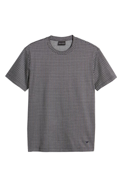 Emporio Armani Geo Box Lyocell & Cotton T-shirt In Solid Blue Navy