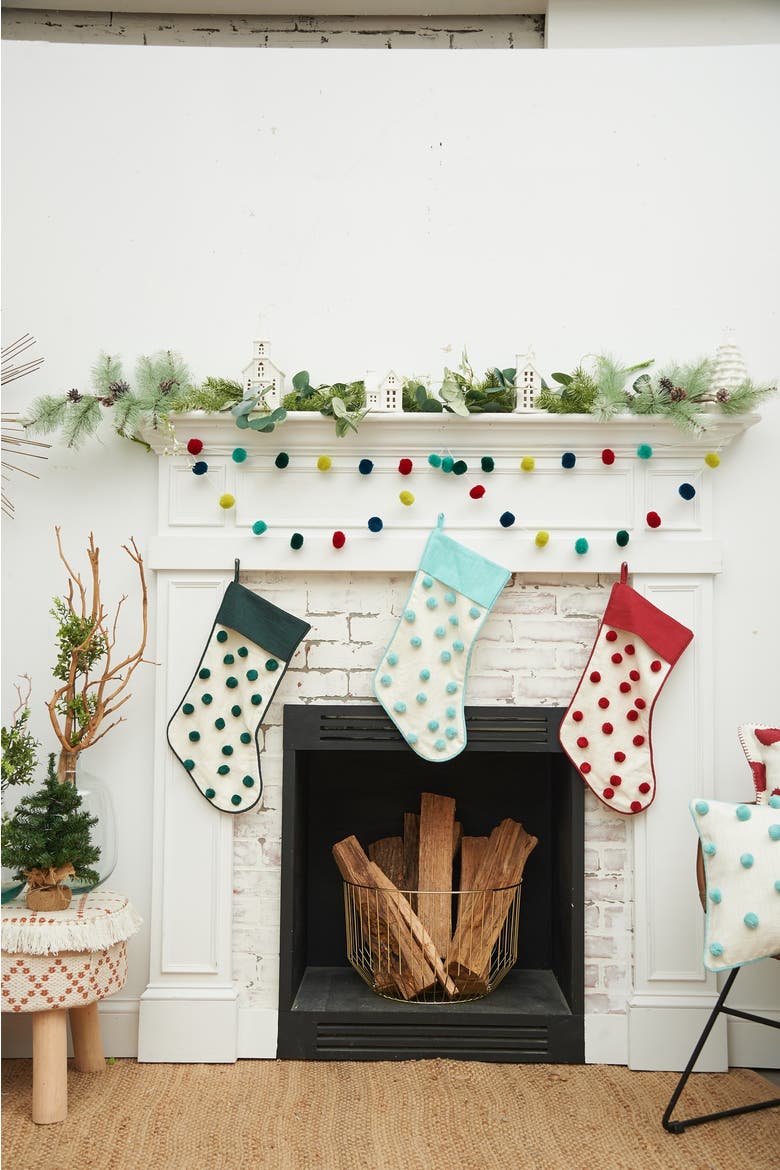 Christmas String Lights Pompom Decorative Hanging Garland 48", Alternate, color, Blue