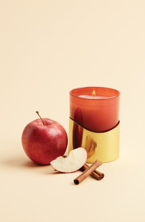 Thymes Simmered Cider Harvest Red Poured Candle With Gold Sleeve In Gold