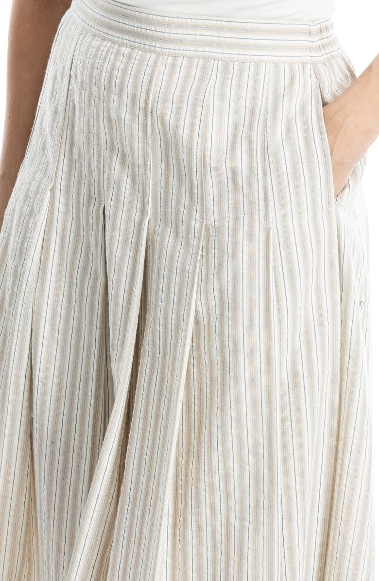 MAX STUDIO Stripe Pleated A-Line Skirt, Alternate, color, Khaki/White/Black Stripe