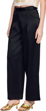SANDRO Satin-effect wide-leg trousers