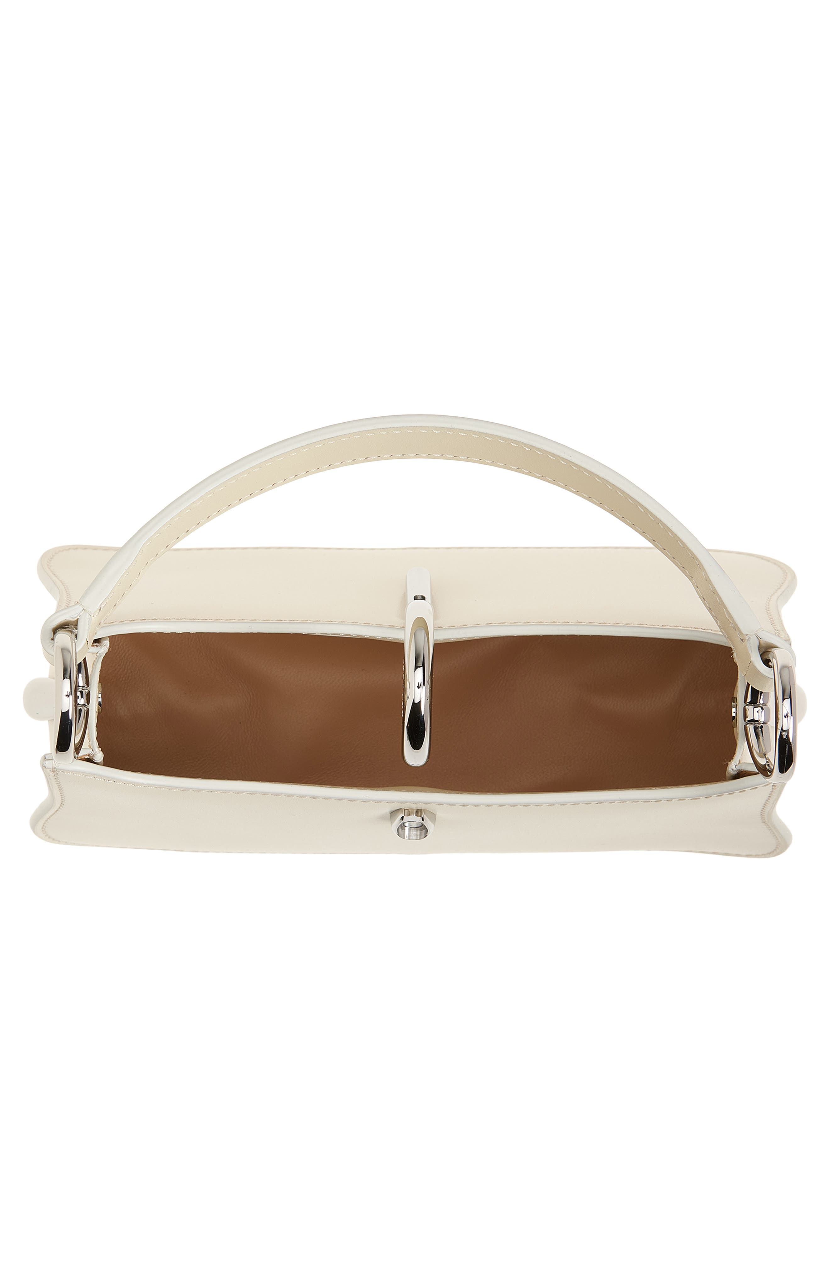 Rabanne Micro Ring Leather Top Handle Bag, Alternate, color, Ivory/ Silver