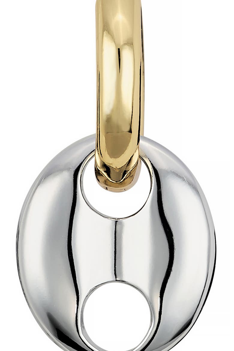 Two-Tone Puffy Mariner Hoop Earrings, Alternate, color, SILVER