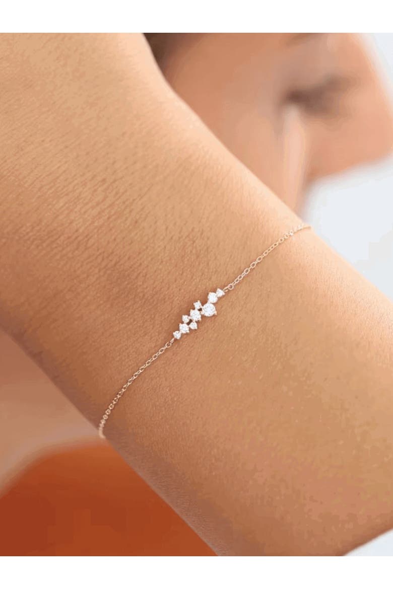 Perla Chain Link Bracelet with Round Cut Cubic Zirconia Cluster, Alternate, color, Gold