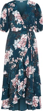 City Chic Bea Floral Midi Wrap Dress