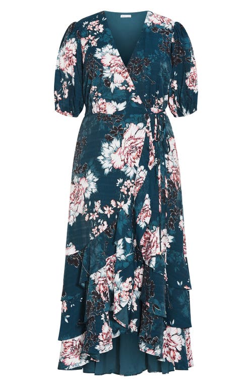 City Chic Bea Floral Midi Wrap Dress