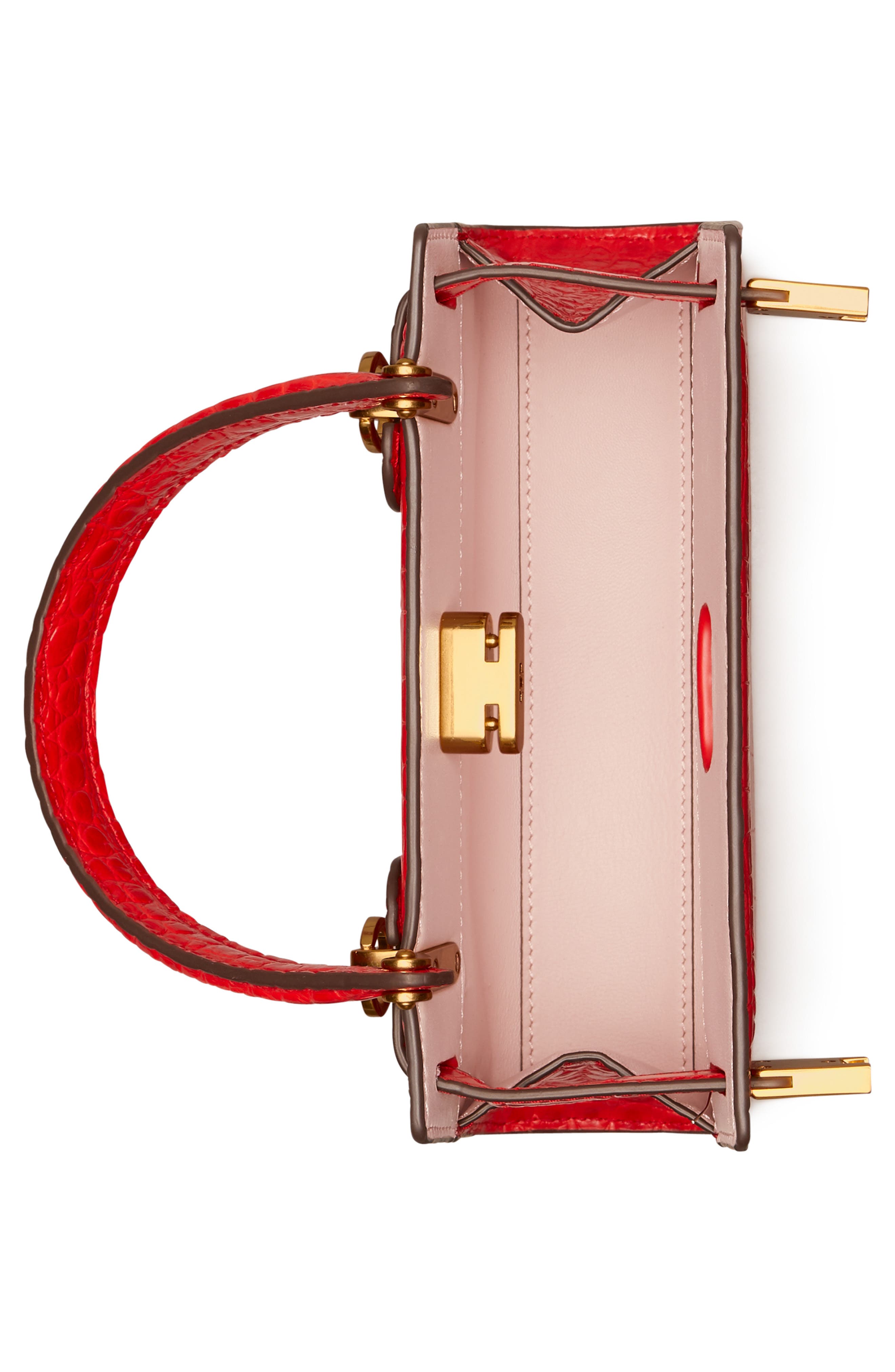 Lee Radziwill Croc Embossed Leather Tote, Alternate, color, BRILLIANT RED