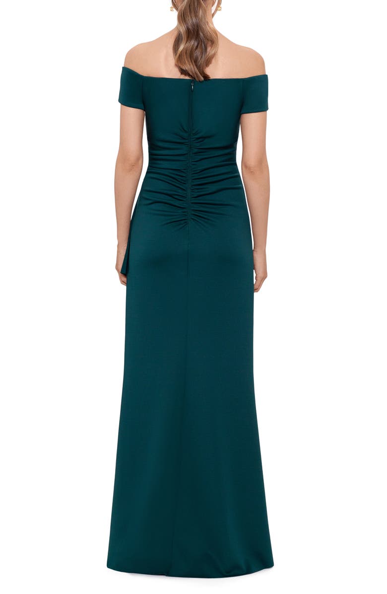 Xscape Evenings Off the Shoulder Scuba Crepe Gown, Alternate, color,