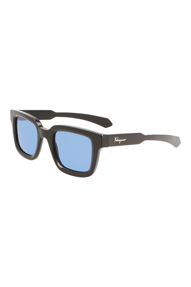 48mm Small Rectangular Sunglasses, Alternate, color, BLACK