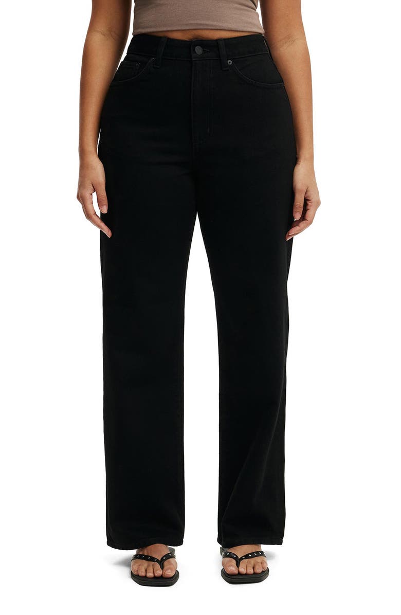 Cotton On Curvy 91 High Waist Straight Leg Jeans, Main, color, Aquarius Black