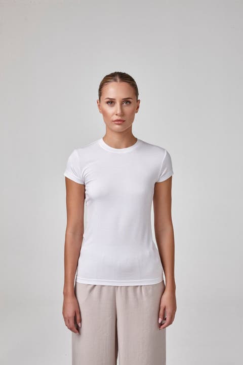 Vaela Women's Crewneck Short Sleeve Modal Blend Bodysuit