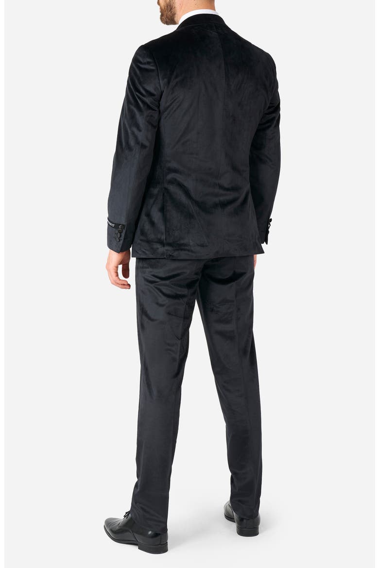 Midnight Black Velvet Tuxedo & Bow Tie Set, Alternate, color, BLACK