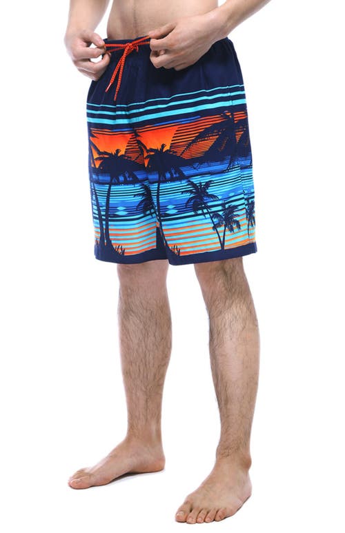 Rokka&rolla All-day Comfort Mesh-lined Swim Trunks In Tropical Palm