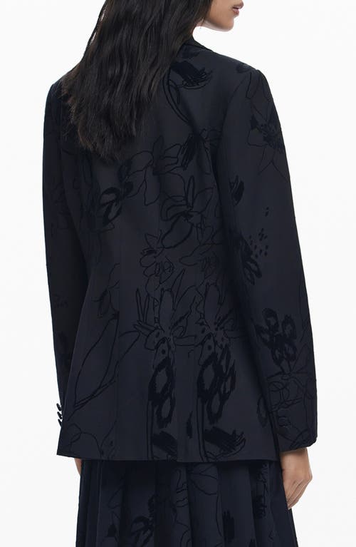 Desigual Tonal Floral Blazer In Black