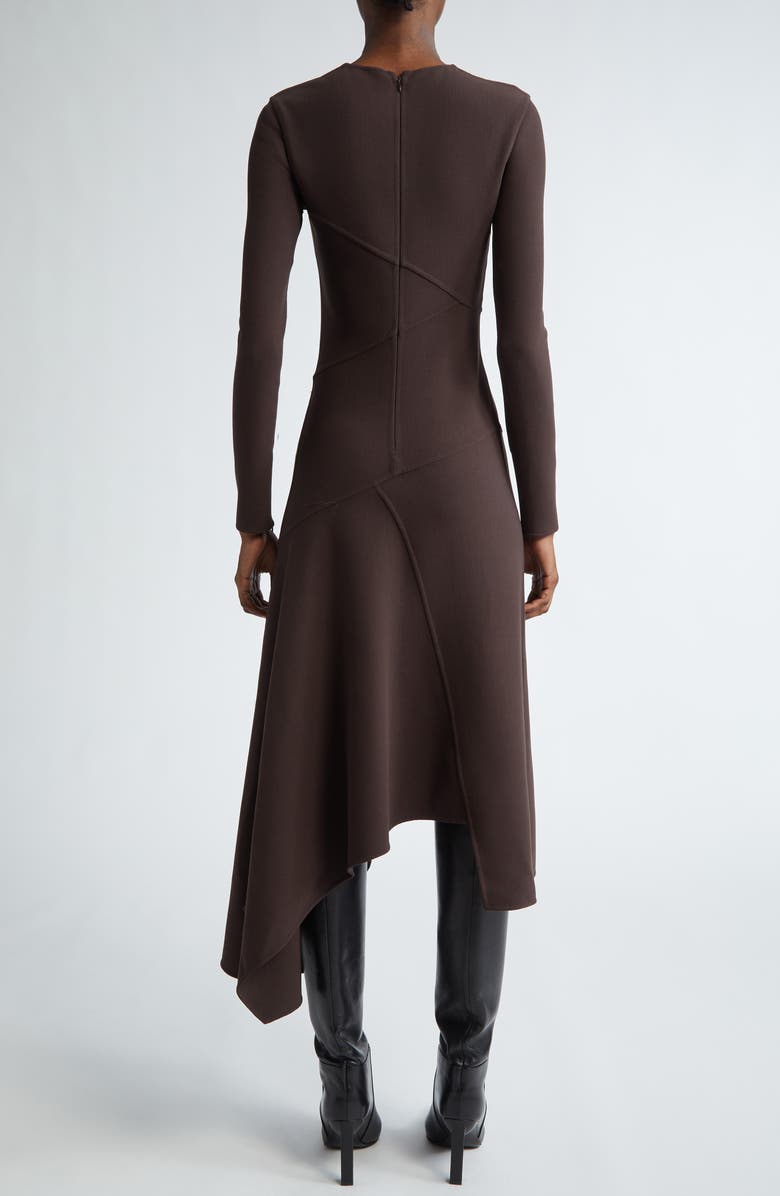 Michael Kors Collection Fitted Long Sleeve Asymmetric Wool Knit Midi Dress, Alternate, color,