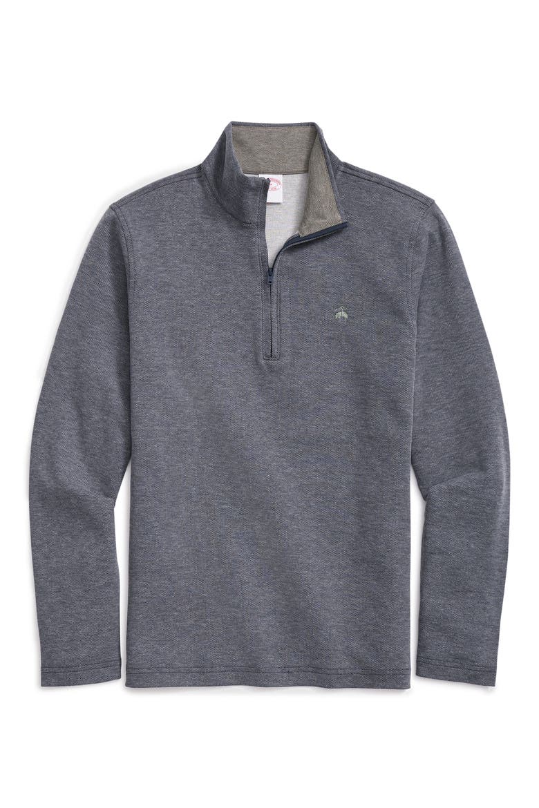 Heathered Piqué Half Zip Pullover, Main, color, NAVY BLUE