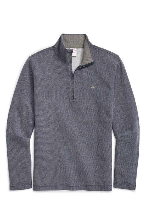 Heathered Piqué Half Zip Pullover