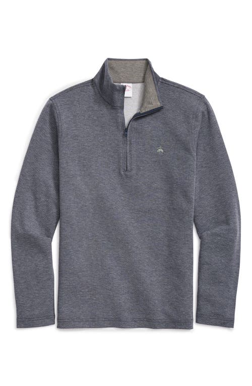 BROOKS BROTHERS BROOKS BROTHERS HEATHERED PIQUÉ HALF ZIP PULLOVER