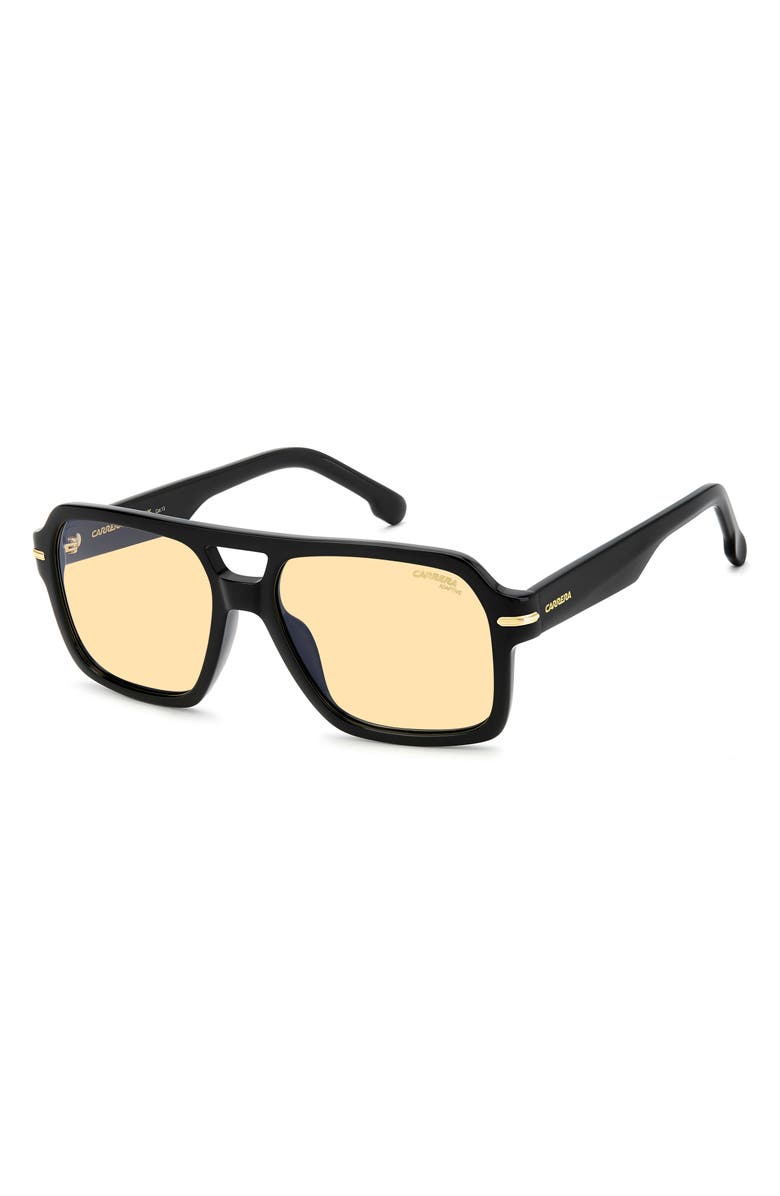 Carrera Eyewear 56mm Square Sunglasses, Alternate, color, Black/ Yellow