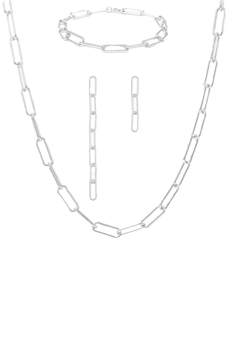 Sterling Silver 18k Gold Plated Amelia Chain Jewelry Set Trendy, Main, color, Silver