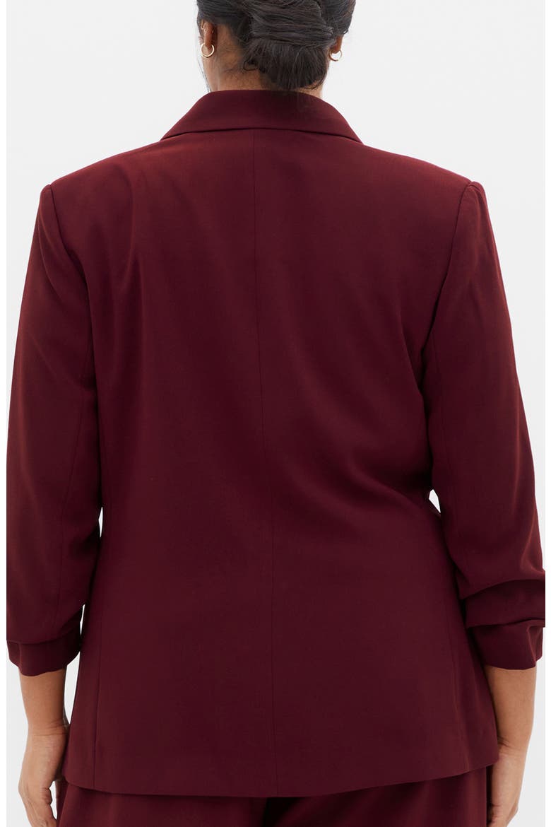 Abbie Ruched Sleeve Blazer, Alternate, color, DARK CHERRY
