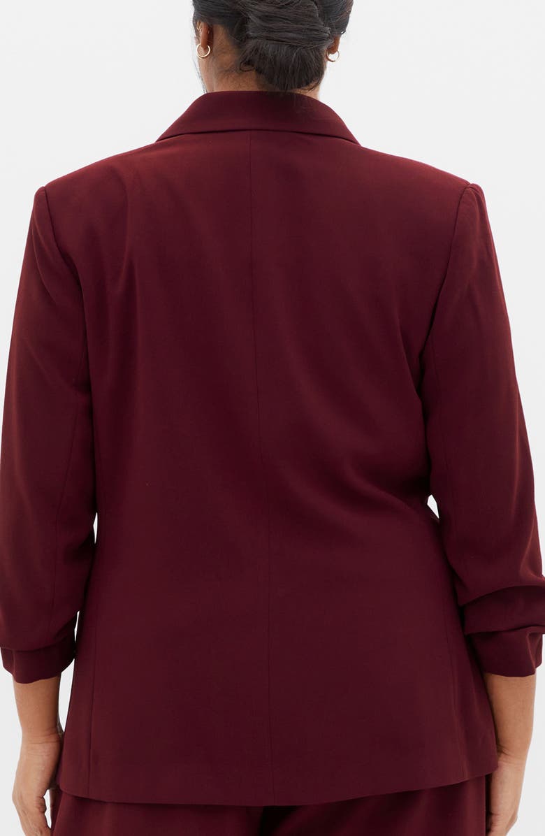 City Chic Abbie Ruched Sleeve Blazer, Alternate, color, Dark Cherry