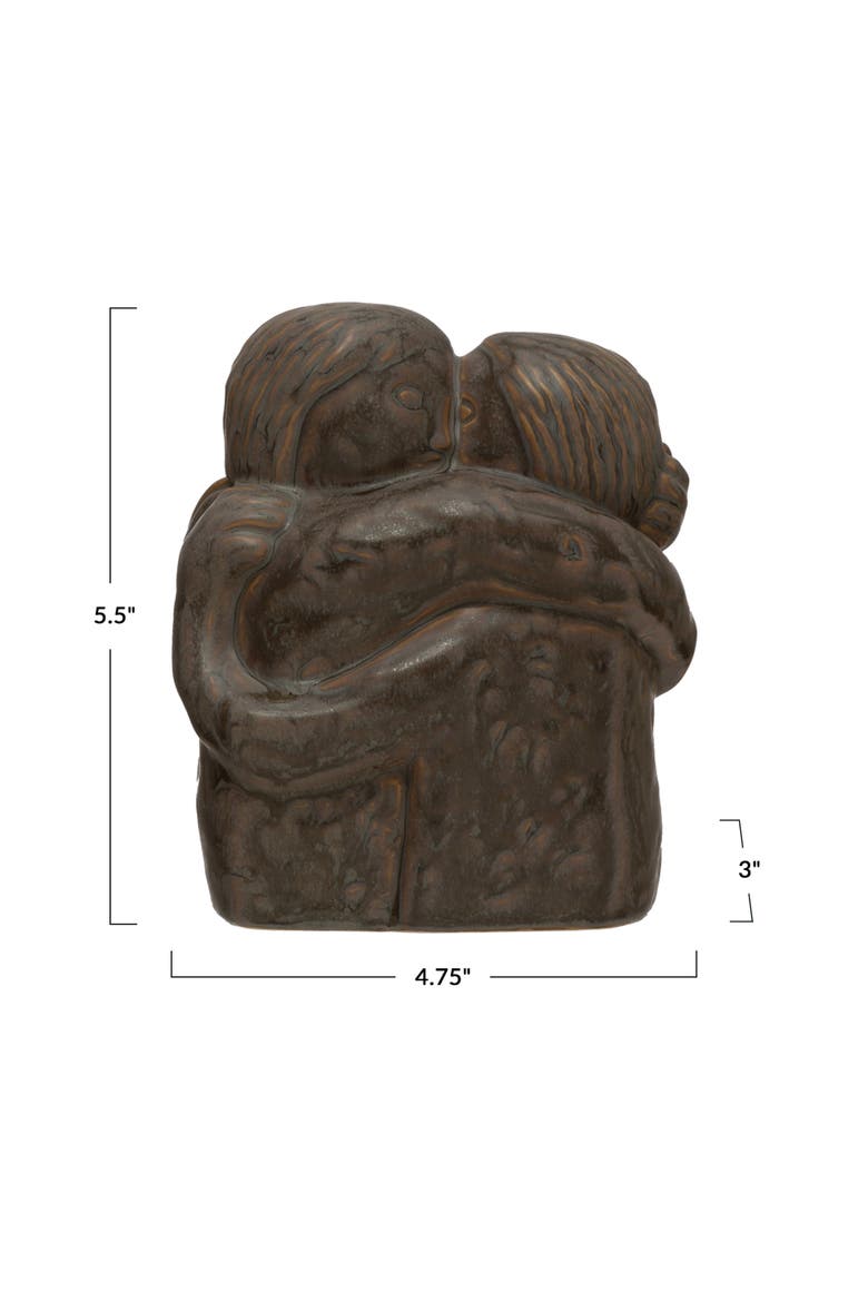 Stoneware Hugging Figures, Alternate, color, Brown
