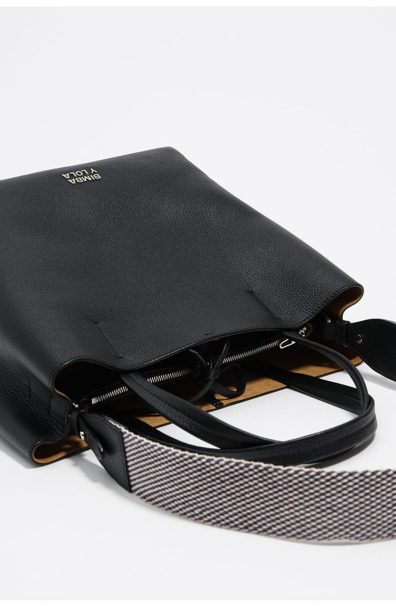 Bimba y Lola Leather Shoulder Bag, Alternate, color, Black
