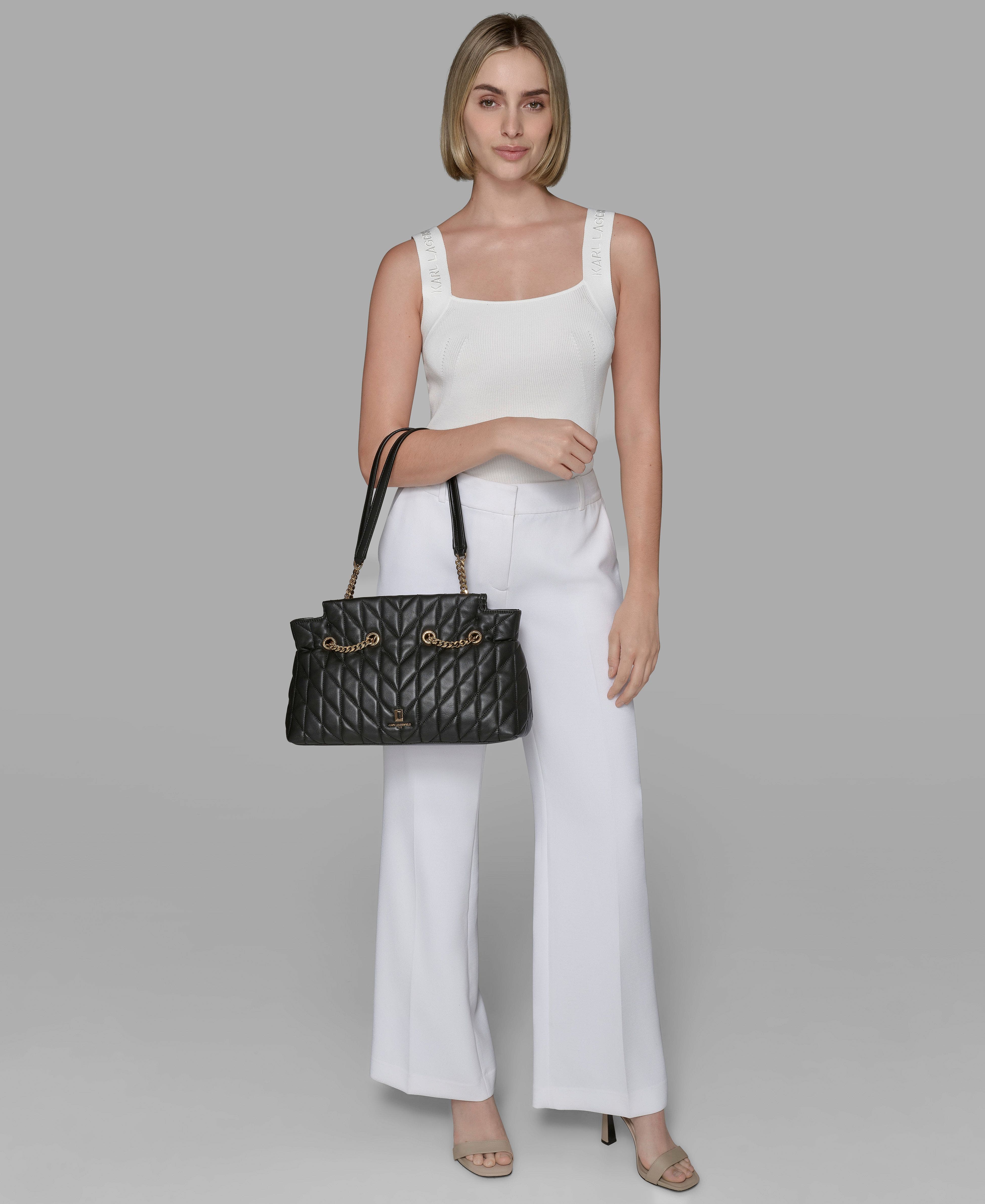 KARL LAGERFELD PARIS Lafayette Satchel, Alternate, color, Black/Gold