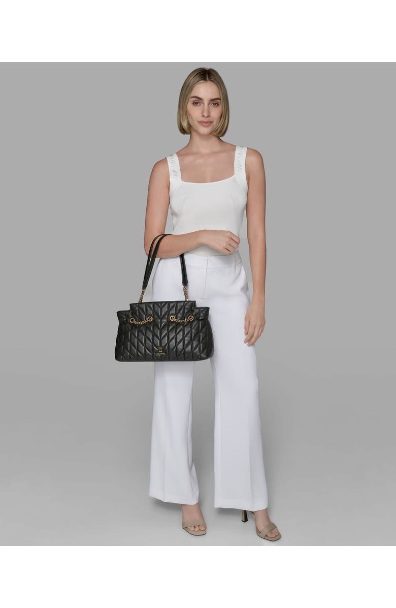 KARL LAGERFELD PARIS Lafayette Satchel, Alternate, color, Black/Gold