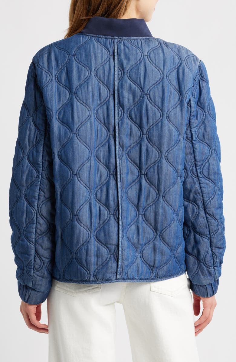 Bernardo Rib Trim Denim Quilted Liner Jacket, Alternate, color, Denim Blue W Navy Scuba