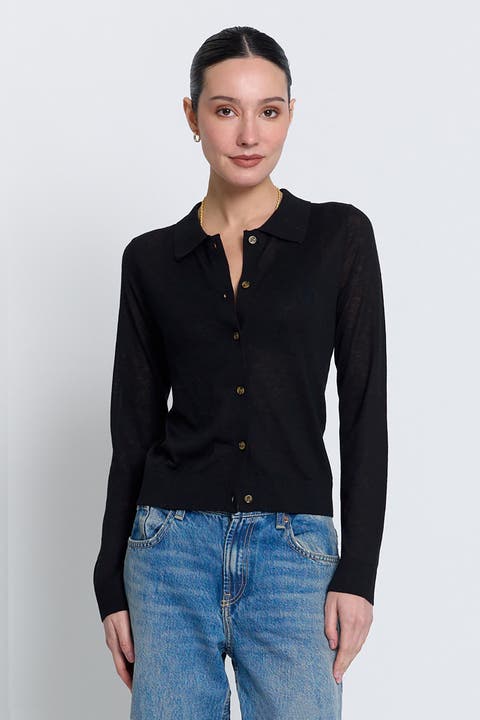 Sienna Sheer Isla Button Up Collared Sweater