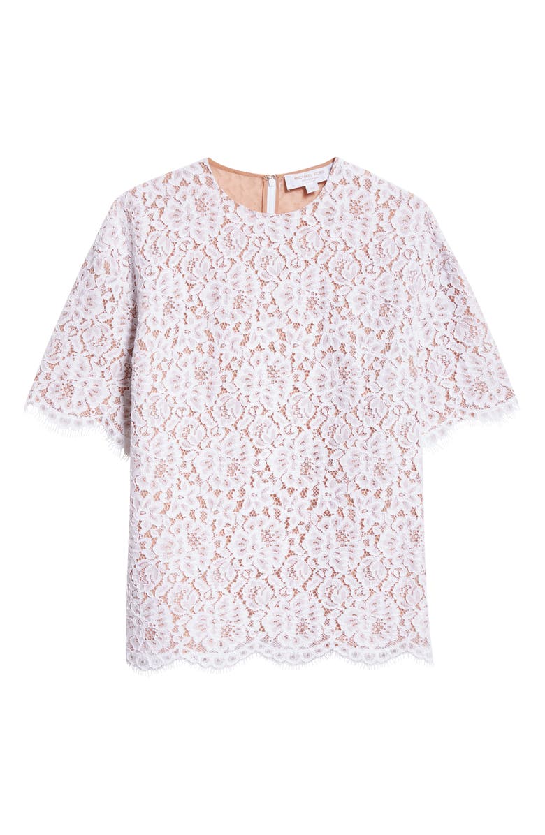 Michael Kors Collection Oversize Floral Lace Top, Alternate, color, Optic White