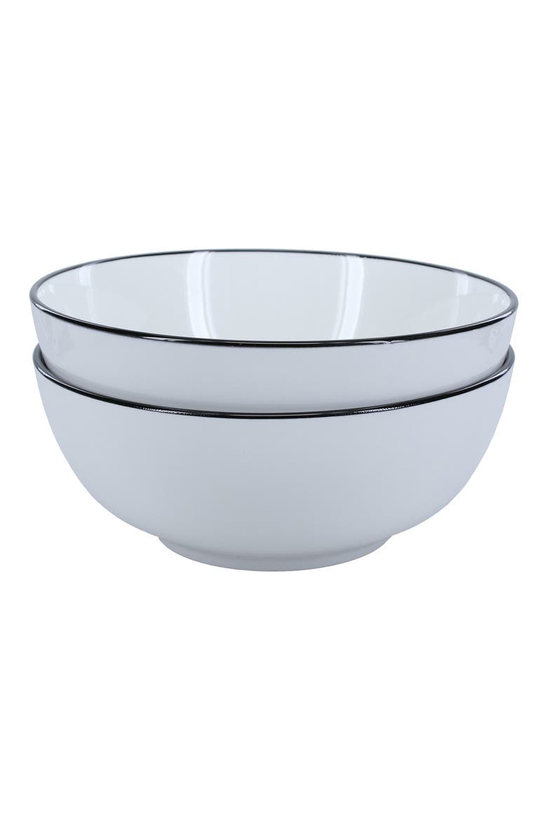 Set of 2 Silhouette Serving Bowls, Main, color, WHITE W/ BLACK