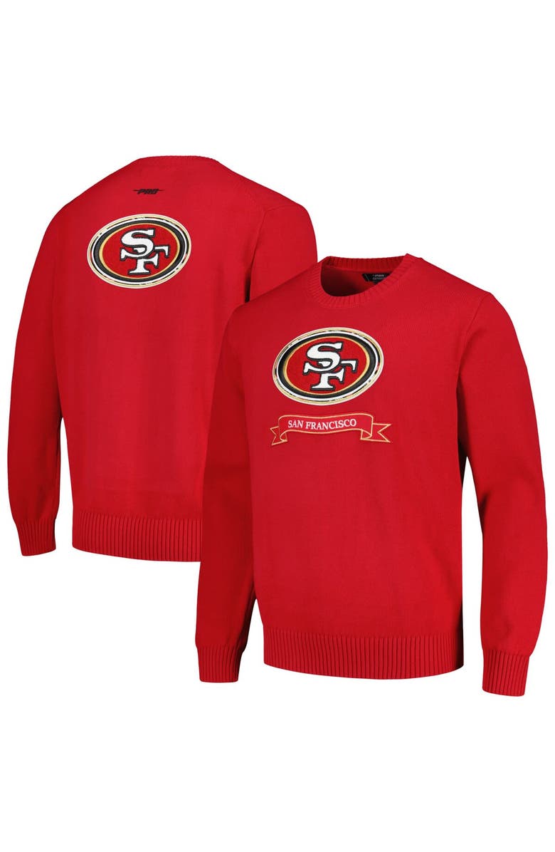 PRO STANDARD Men's Pro Standard Scarlet San Francisco 49ers Prep Knit Sweater, Main, color,