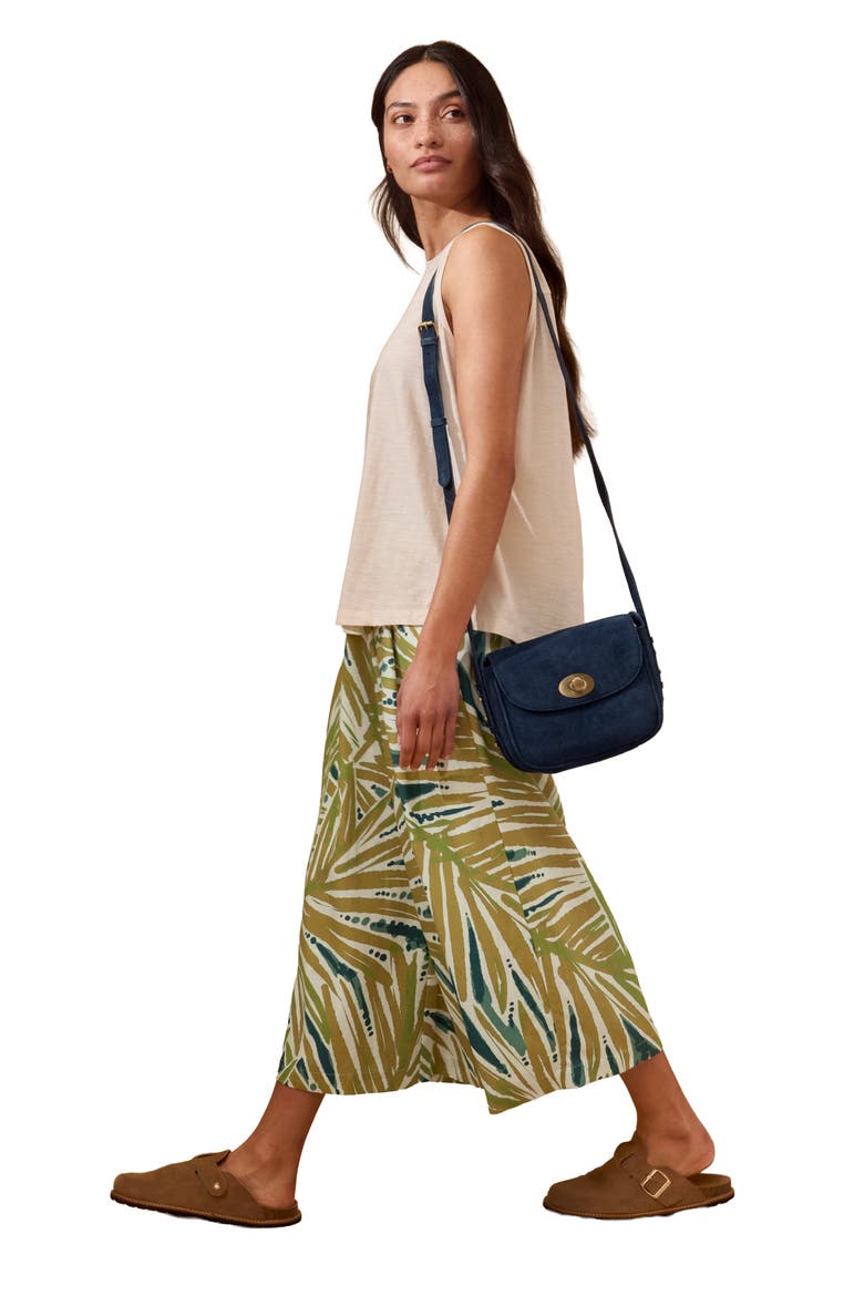 Printed Midi Wide Leg Culottes, Alternate, color, Palm Print