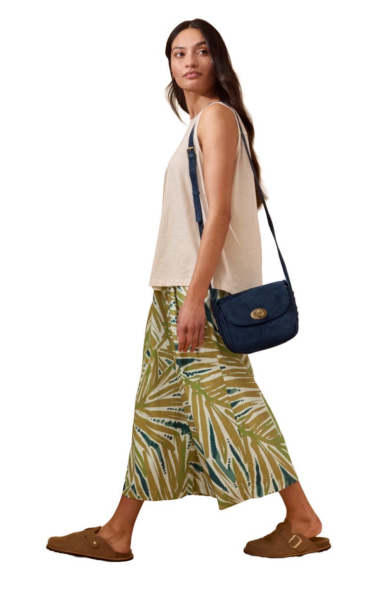 Celtic & Co. Printed Midi Wide Leg Culottes, Alternate, color, Palm Print