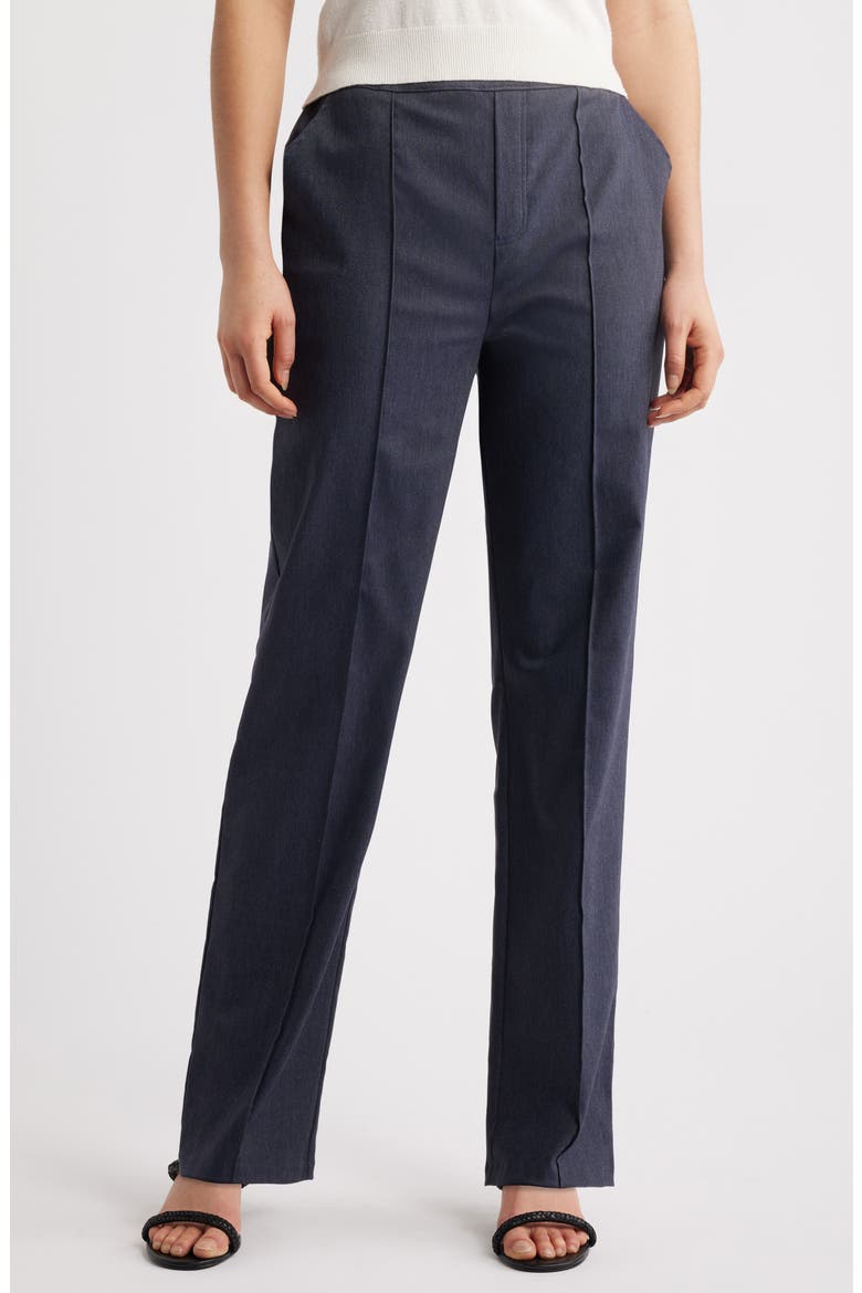 Pintuck Wide Leg Pull-On Pants, Main, color, INDIGO