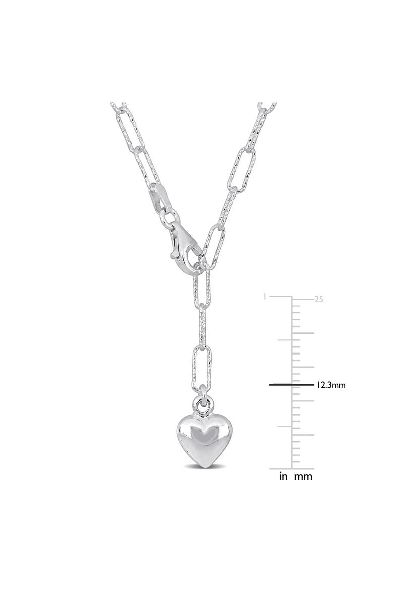 Heart Charm Lariat Necklace, Alternate, color, SILVER