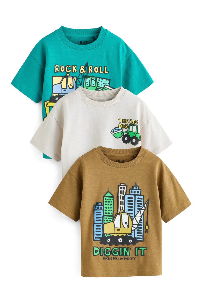 Kids' Digger Assorted 3-Pack Cotton T-Shirts, Main, color, GREEN MULTI