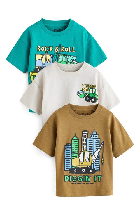 Kids' Digger Assorted 3-Pack Cotton T-Shirts (Baby, Toddler & Little Kid)