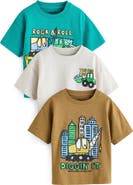 NEXT Kids' Digger Assorted 3-Pack Cotton T-Shirts