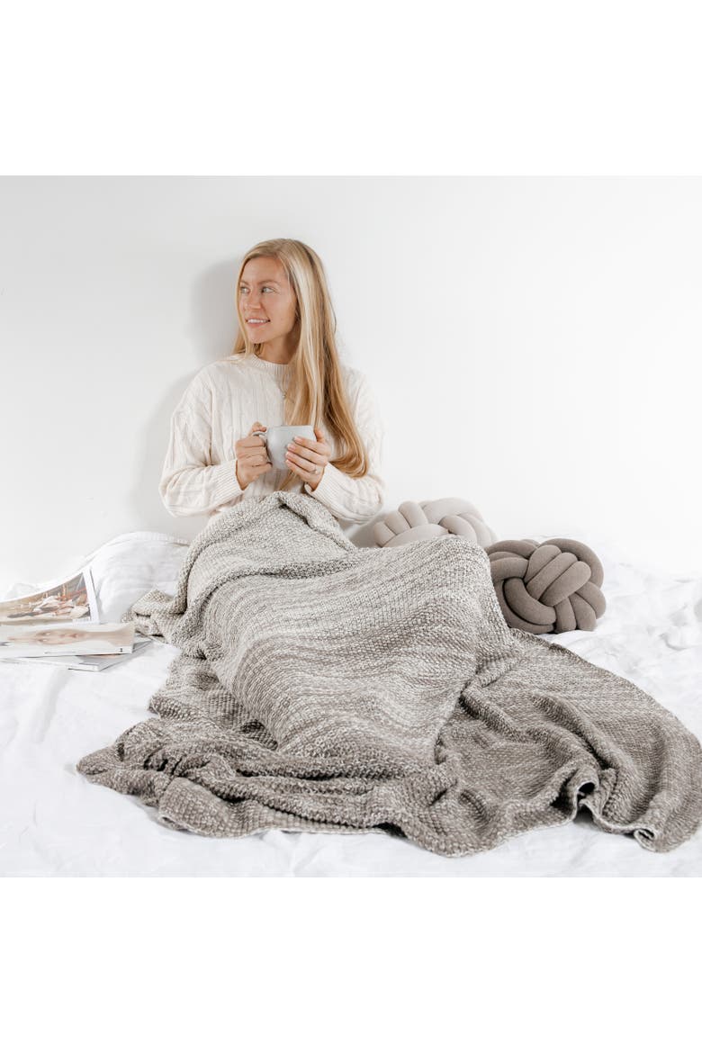 Zac Organic Cotton Throw Blanket, Alternate, color, Dark brown